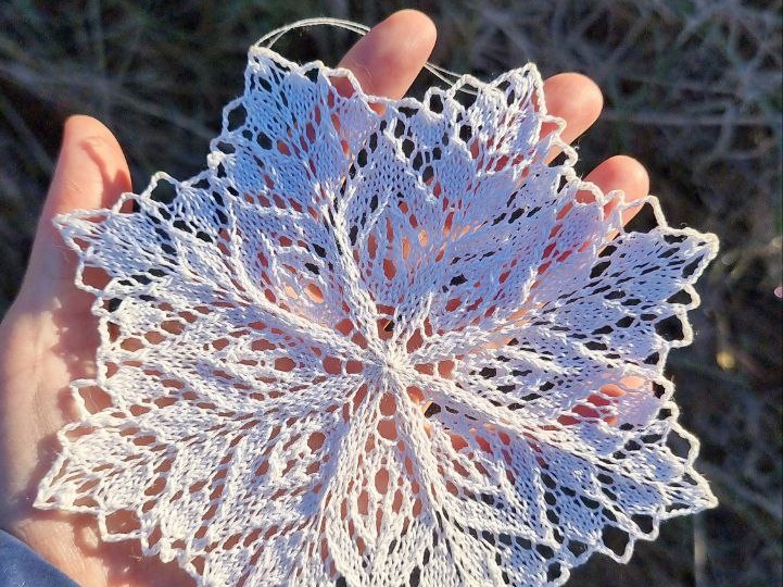 Снежинка спицами! Схема