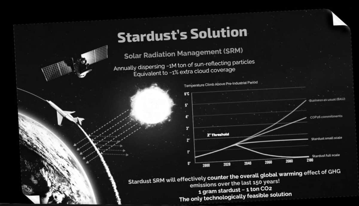    Слайд с питч-дека Stardust 2023 года, иллюстрирующий предлагаемую систему отражения солнца / © Stardust, Politico