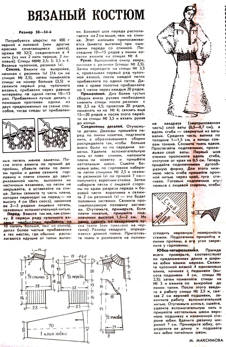 Бесплатное приложение к журналу "Работница", 1981 г., № 2, вязаный женский костюм