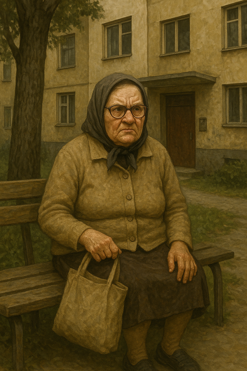 Старушка на скамейке