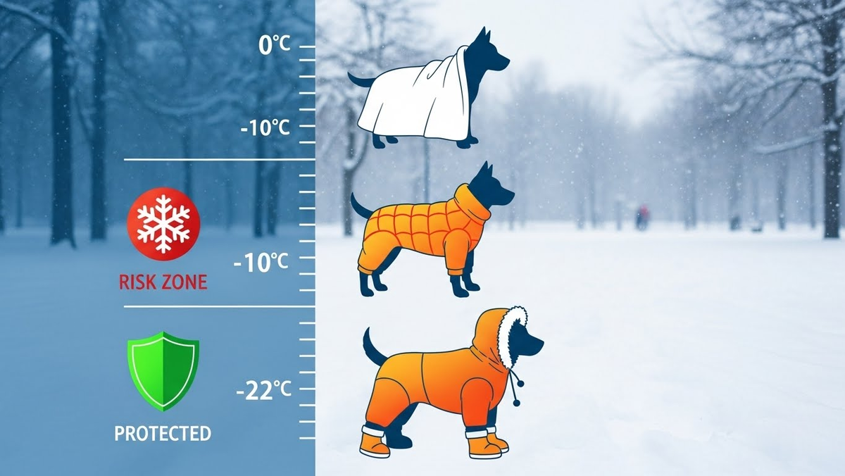 Температурная шкала защиты: когда вашему питомцу действительно нужна зимняя броня