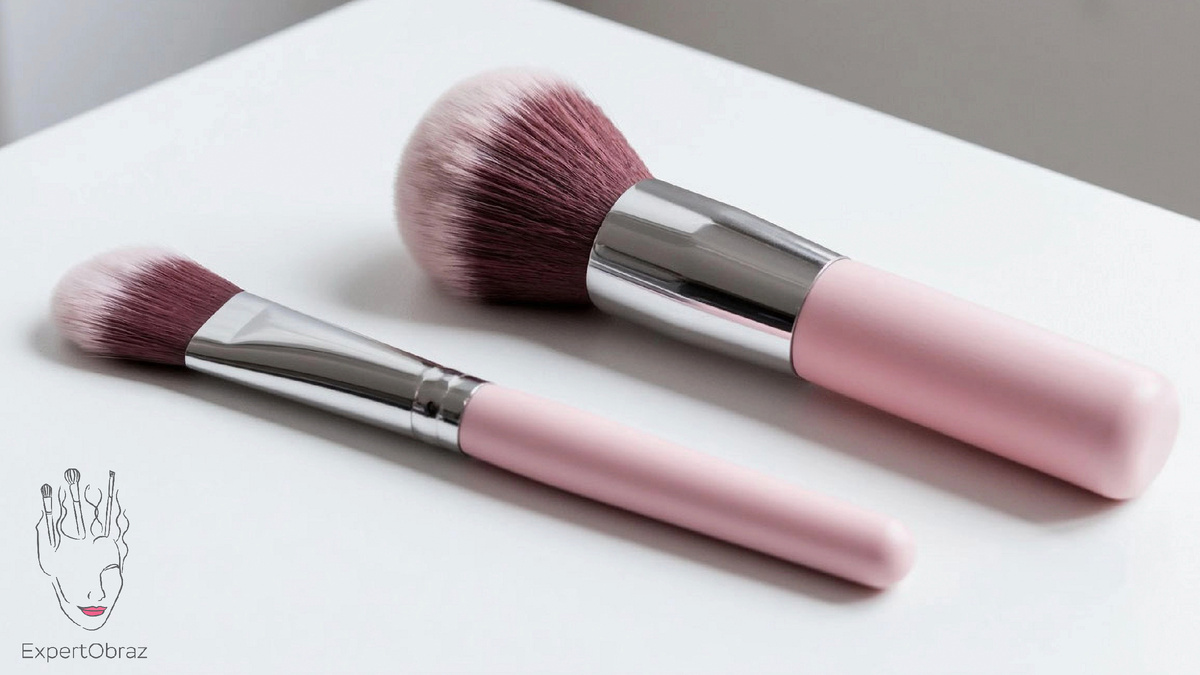 Большая плоская кисть и крупная пушистая