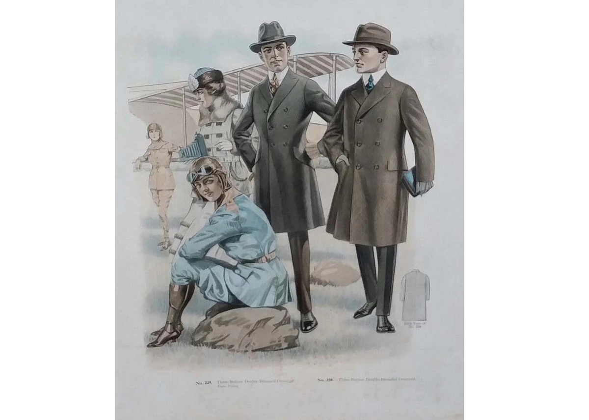 Иллюстрация из модного журнала с женским авиационным костюмом, 1920-е. (с) Из частной коллекции