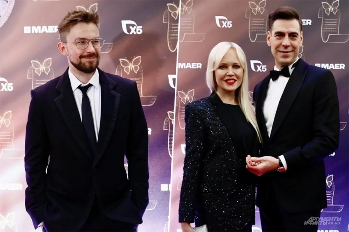    Александр Петров, Дмитрий Дюжев и его супруга Татьяна.