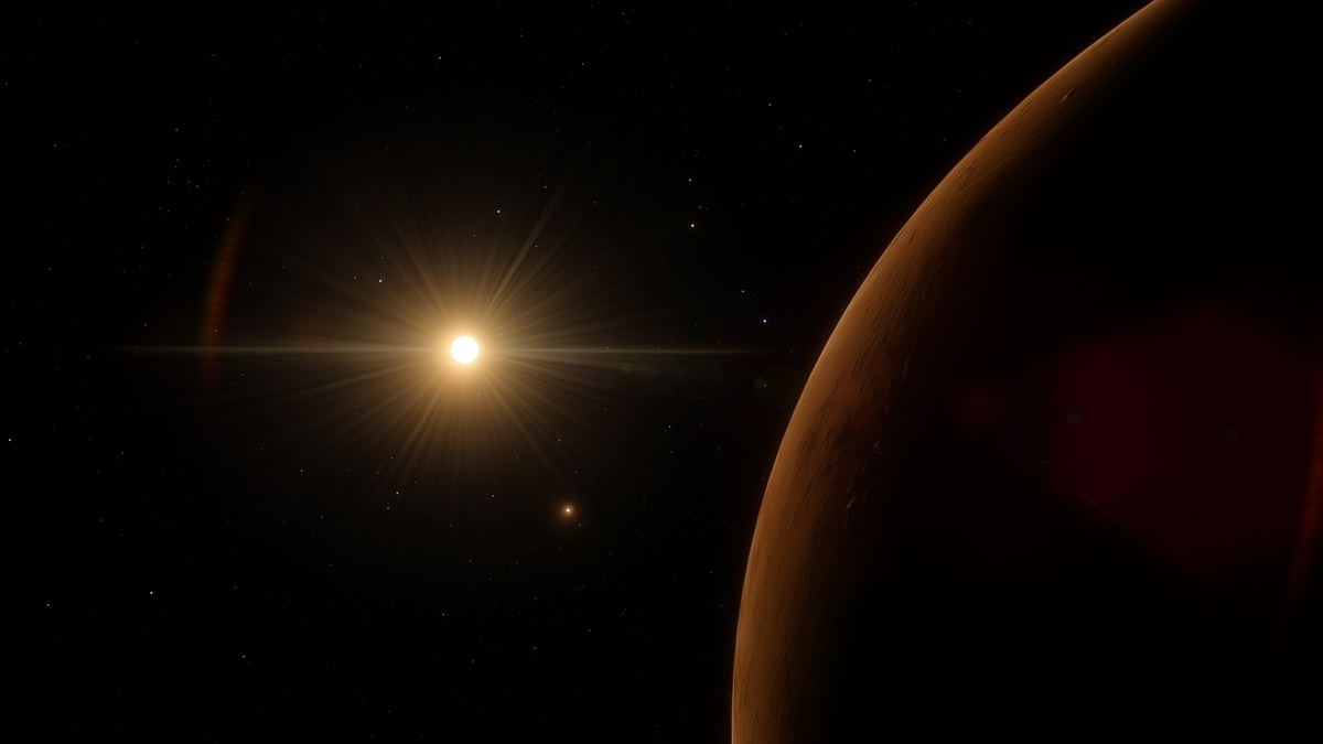 Экзопланета Проксима Центавра б на фоне звезды Space Engine