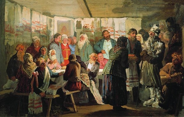 Максимов "Приход колдуна на крестьянскую свадьбу", 1875г. Фото из открытого доступа