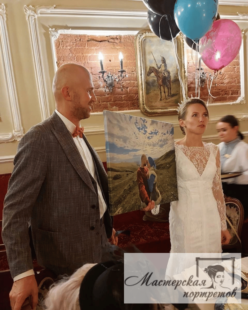 Печать фото на холсте 50х60 см орегинальный подарка на свадьбу