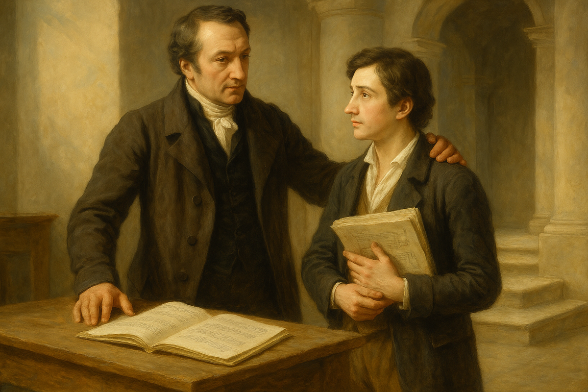 Симоне Майр и юный Гаэтано Доницетти.