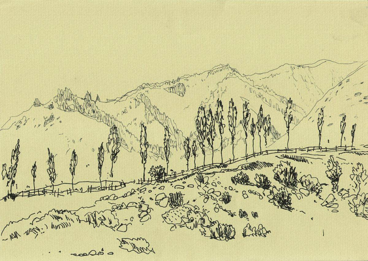 Пресняков М. А. Начало ущелья Курменты. 2015г., цв. бум., фл., 21х29,6