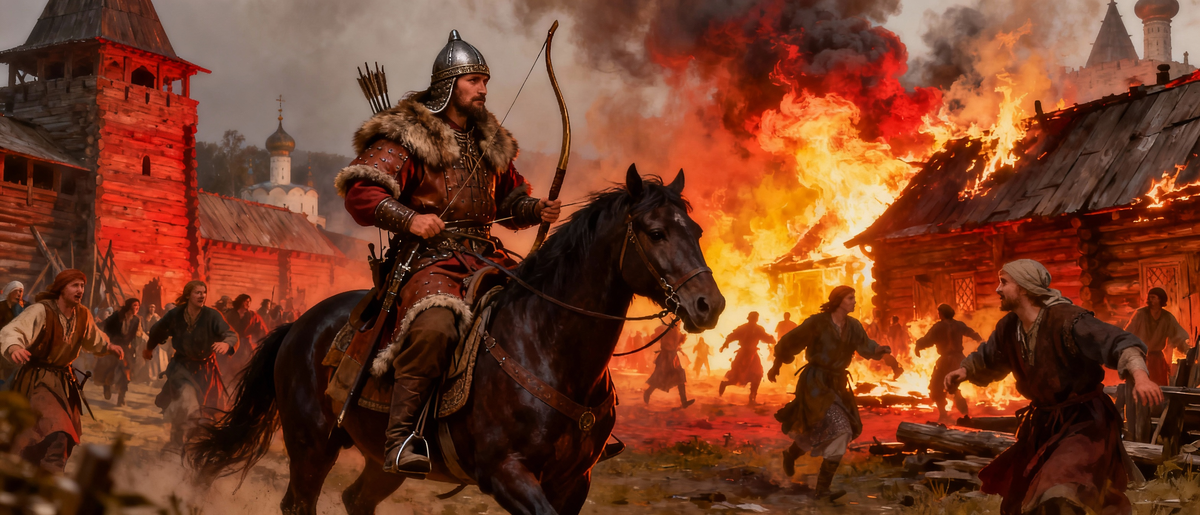 Февраль 1238 года. Город, который считали "сдавшимся без боя", на самом деле пережил ад. (Картинка згененрирована ИИ)