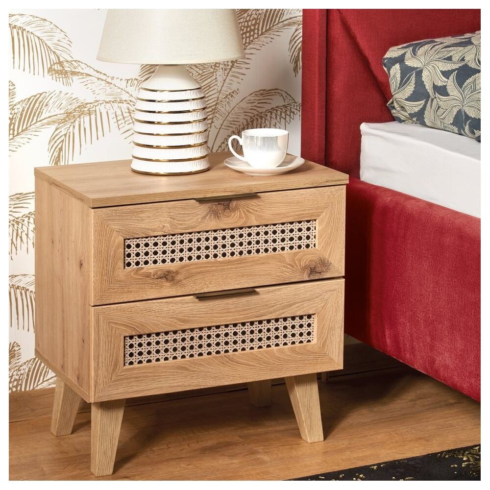 Тумба прикроватная HALMAR BORNEO SN-1 дуб артизан/черный