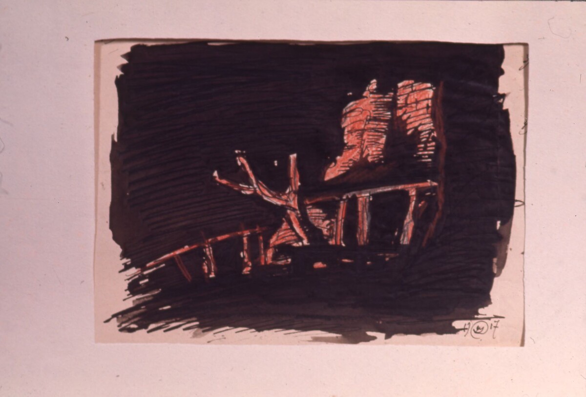 Мстислав Добужинский. Эскиз декорации к пьесе "Роза и Крест". Берег океана