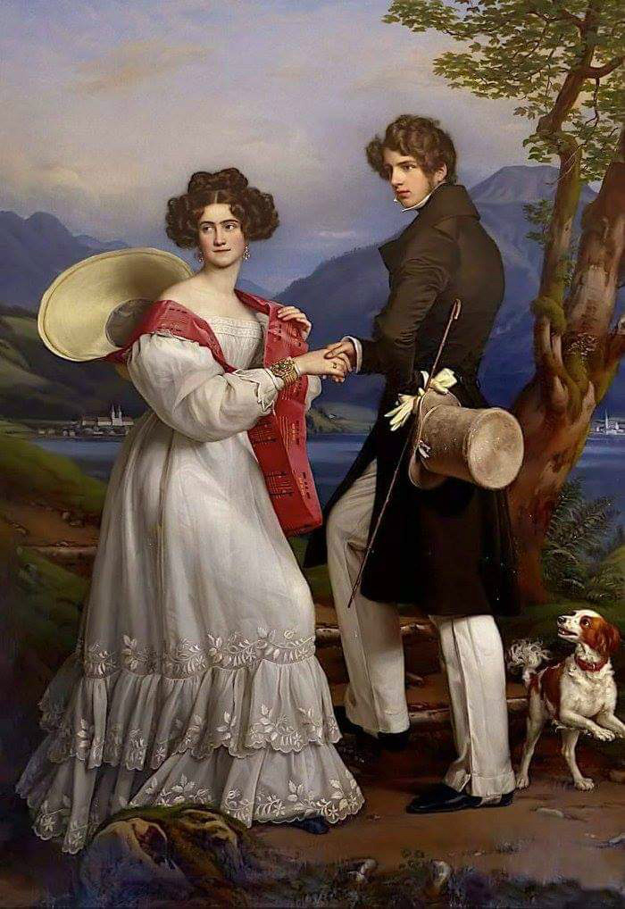 Портрет в честь помолвки принцессы Людовики Вильгельмины Баварской и герцога Макса Баварского, худ. Карл Йозеф Штилер