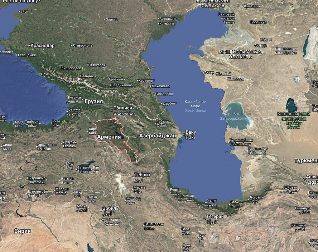 расположение Армении 