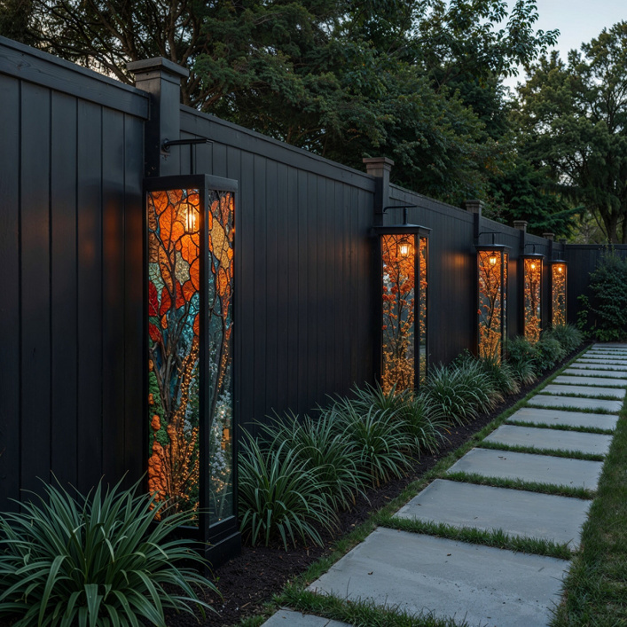 Красиво подсвеченная садовая дорожка