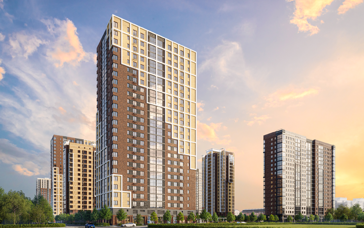 Рендер литера 1.2 жилого квартала «Центральный», г. Астрахань. Реклама. ООО СЗ «Западная Резиденция 3», ИНН: 6163221906, Erid: 2Vtzqw6t1uB