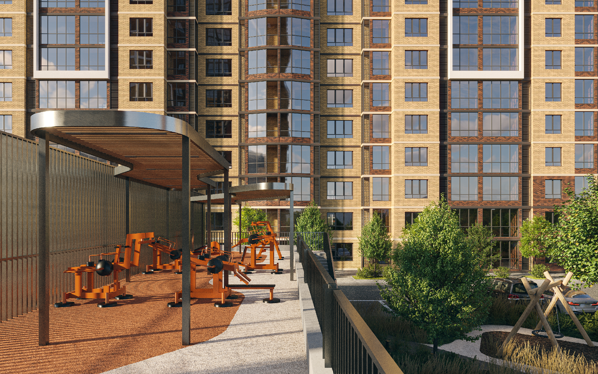 Зона прогулки и занятий спортом на территории жилого квартала. Реклама. ООО СЗ «Западная Резиденция 3», ИНН: 6163221906, Erid: 2Vtzqw6t1uB