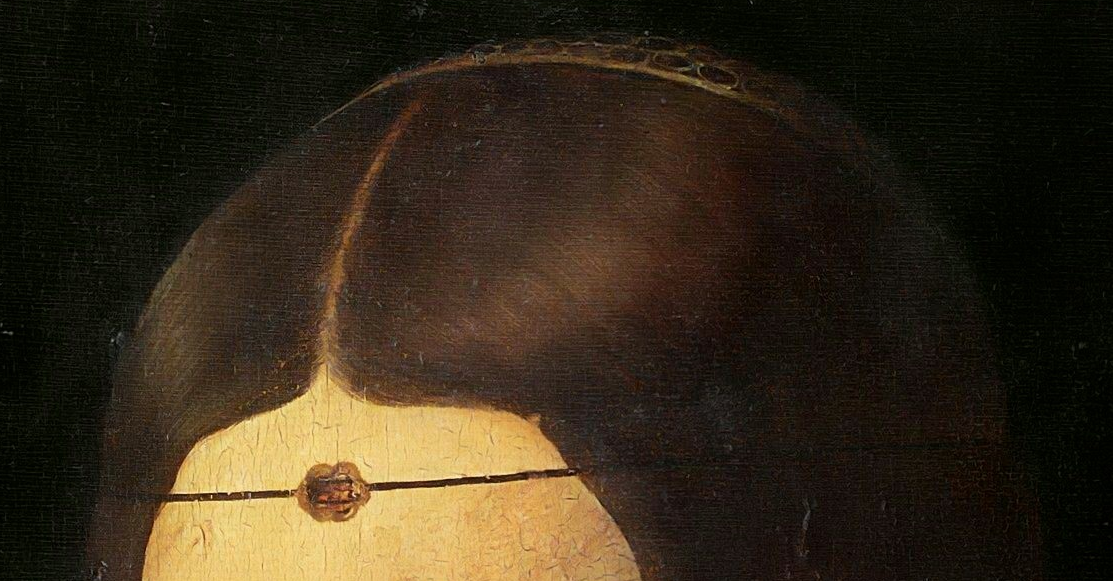 "Прекрасная Ферроньера", Леонардо да Винчи, ок. 1495. (с) Из коллекции Лувра. Деталь.