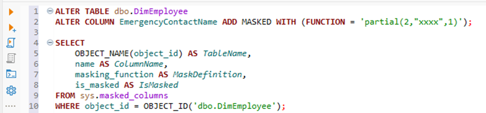     Рисунок 1 Пример настройки динамического маскирования в MSSQL