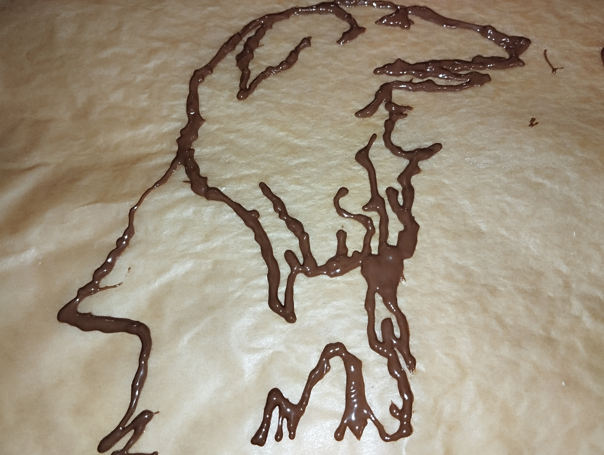 Дочерь рисовала собаку шоколадом