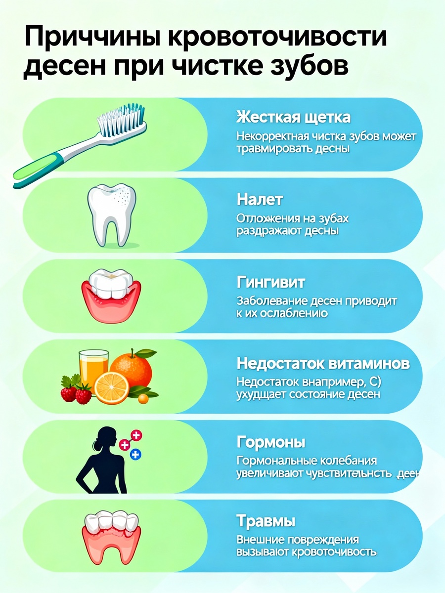 Инфографика: основные причины кровоточивости десен