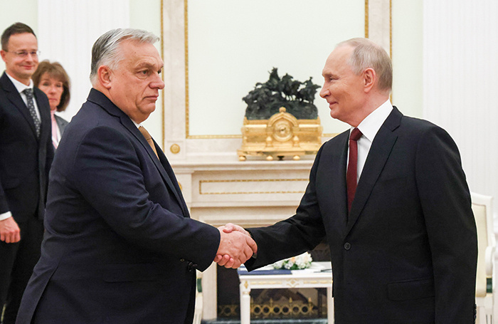    Президент РФ Владимир Путин и премьер-министр Венгрии Виктор Орбан.Владимир Гердо/ТАСС