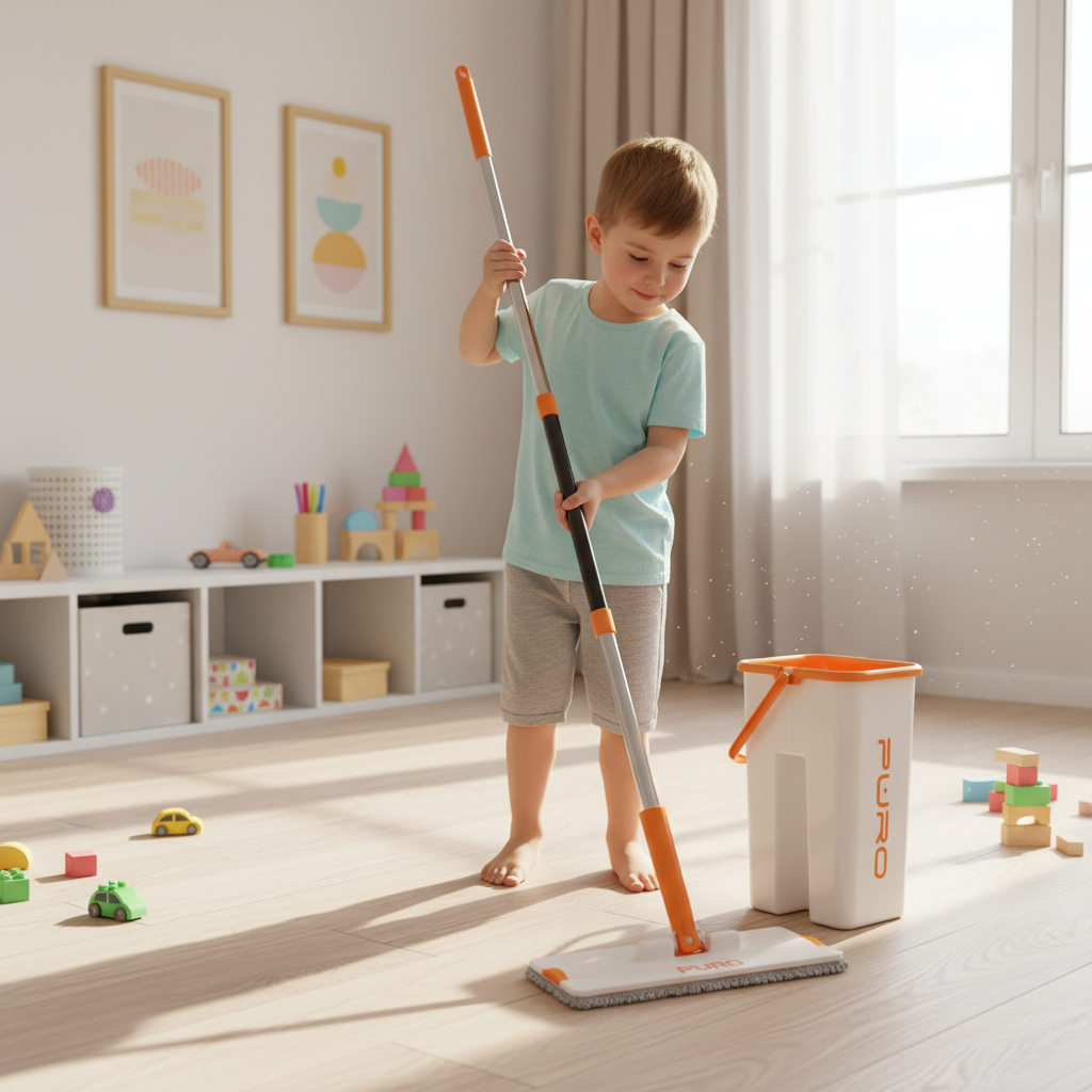 Ручка у швабры подстраивается под любой рост