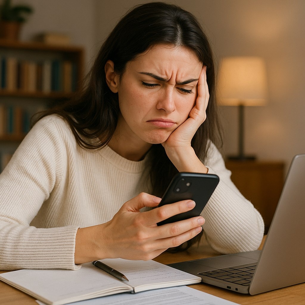 девушка раздражена отсутствием конкентрации