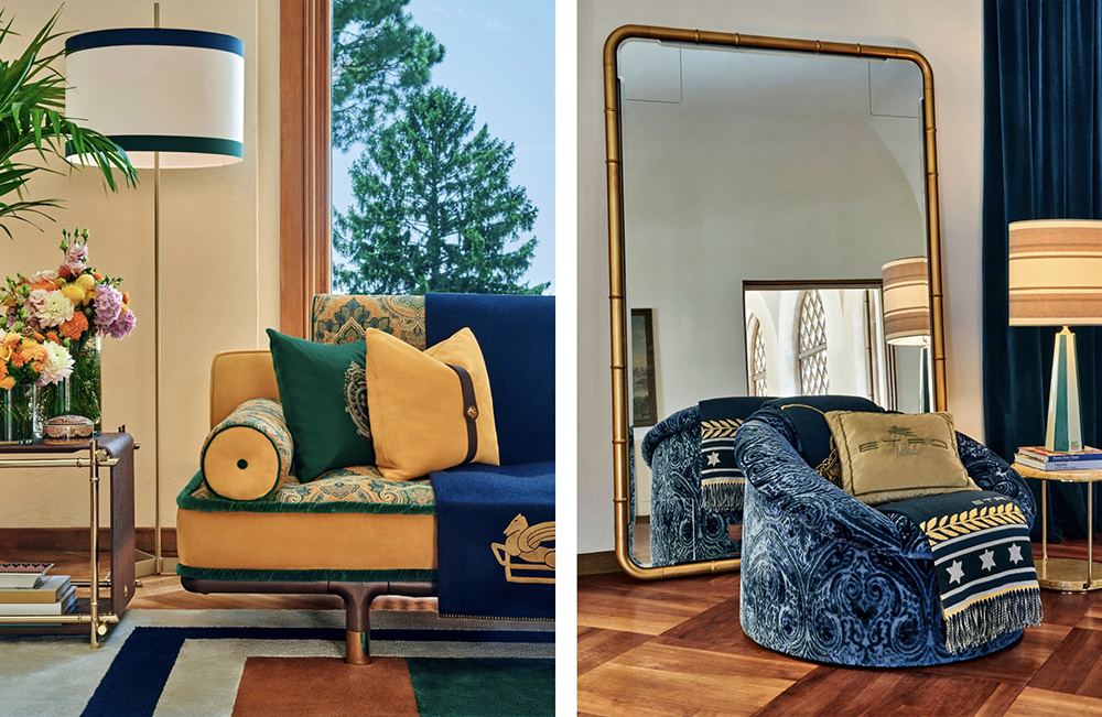     Этнические мотивы и средиземноморский стиль всегда присутствует в коллекциях Etro Casa. Средиземноморский стиль характеризуется обилием синих оттенков в сочетании с песочными и желтыми, а также растительными орнаментами.    
 Фото: Etro