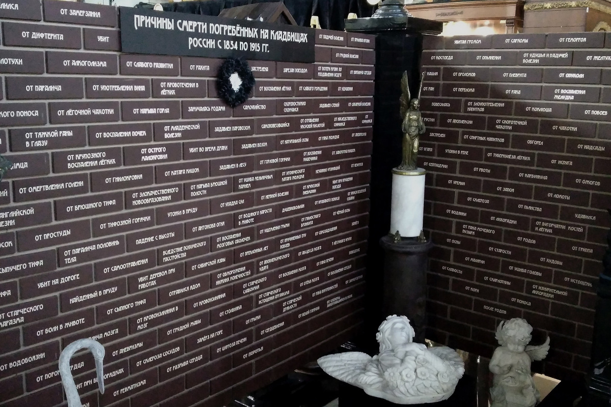 Музей знакомит с любопытными фактами, например с причинами смерти в России в 1834–1915 годах. Фото: Кристина Рудич