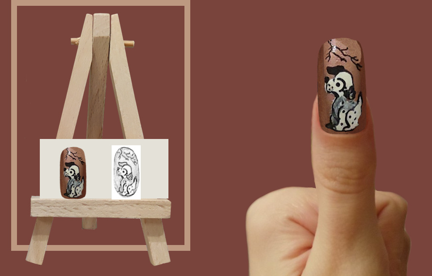 Коллаж. Ногтевой дизайн Щенок Далматина