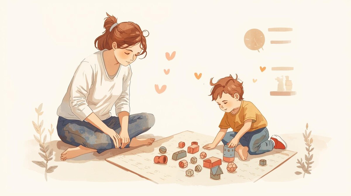 Мама и ребенок играют на полу. Флортайм. Аутизм.