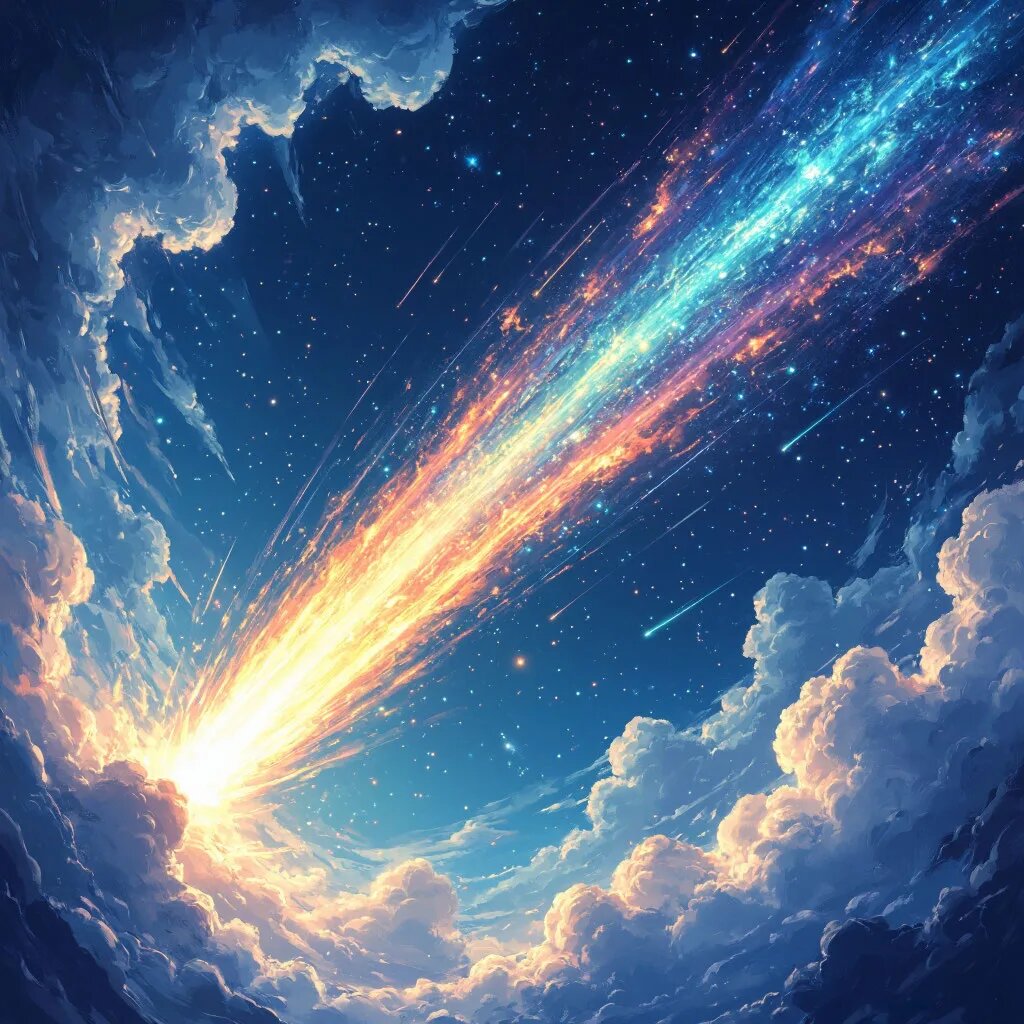 Комета. Иллюстрация сгенерирована нейросетью