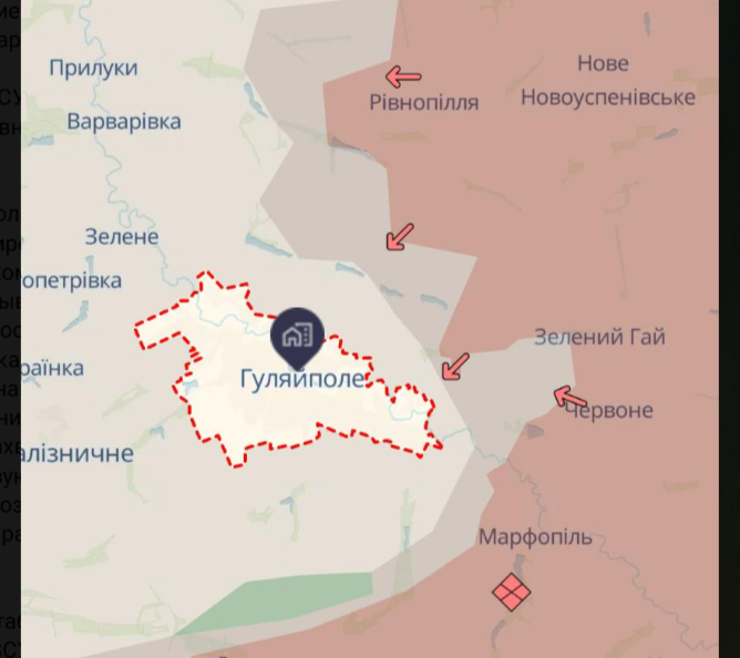    Актуальная карта боевых действий. Скриншот: украинский телеграм-канал