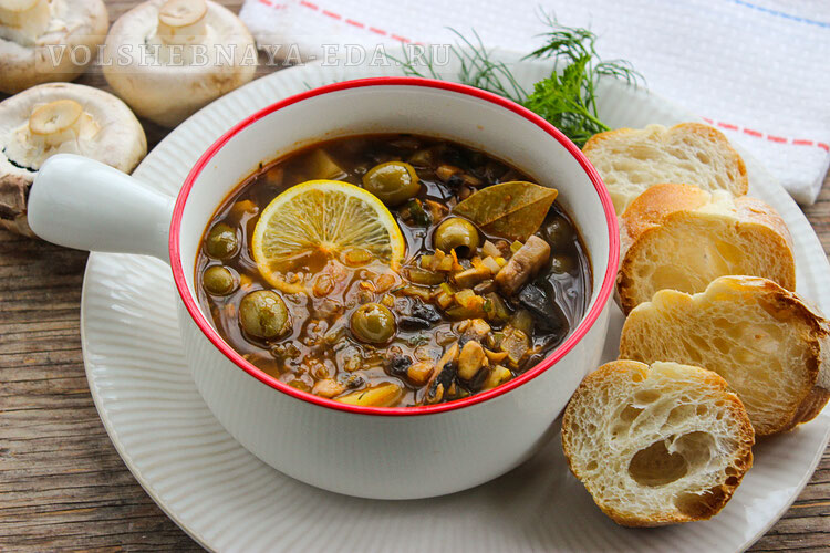 Грибная солянка из шампиньонов