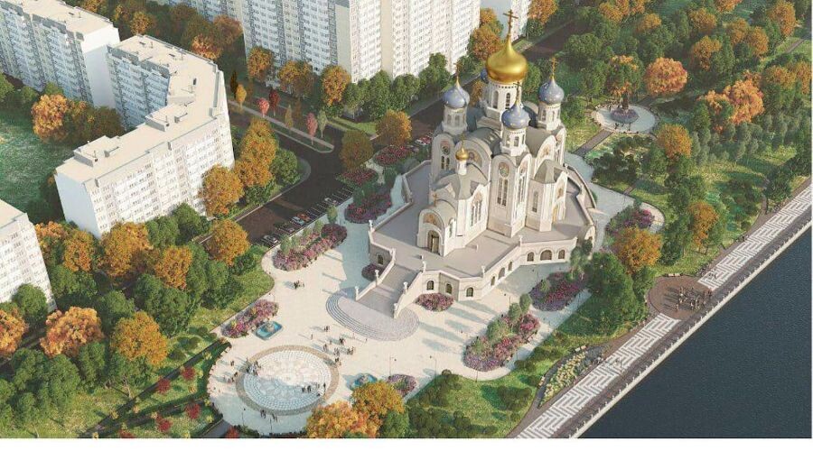     Макет храма на аллее 80-летия образования Кубани Скриншот изображения из телеграм-канала «Кубанская митрополия»