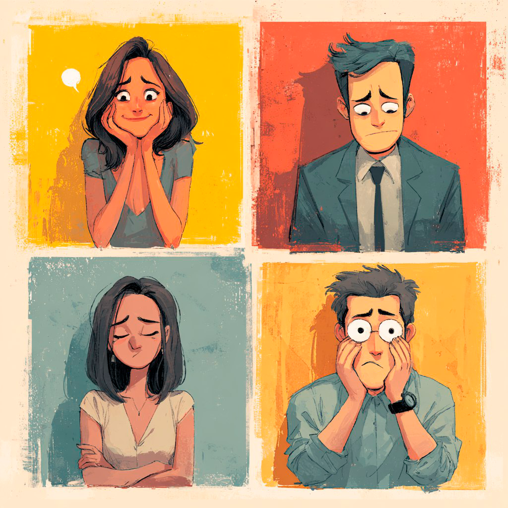 Это те мимолетные, но часто очень интенсивные реакции, которые мы испытываем в ответ на различные события, мысли или воспоминания. Радость, грусть, гнев, страх, удивление, отвращение – все это палитра наших эмоциональных переживаний.