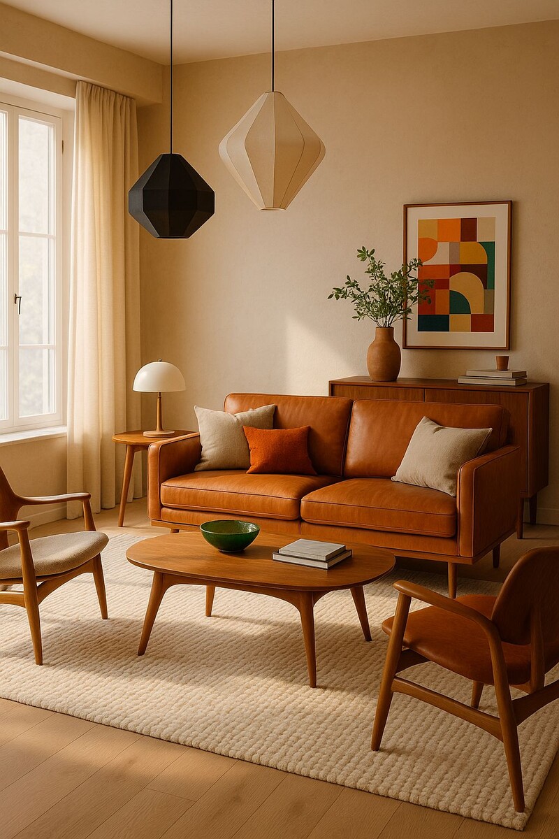 Гостинный интерьер в стиле ретро