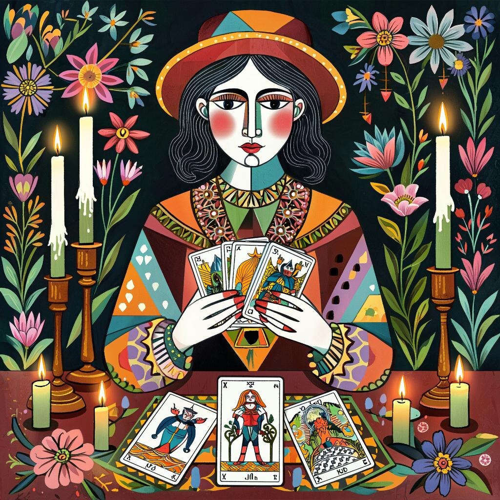 Гадание на картах. Иллюстрация сгенерирована нейросетью