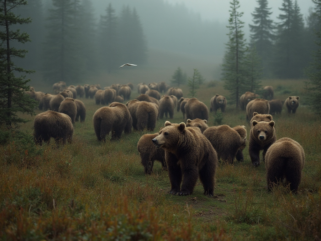 Численность бурых медведей в лесах России (уже и степях) превысила 300 тыс особей, что в 2,5 раза выше нормы.