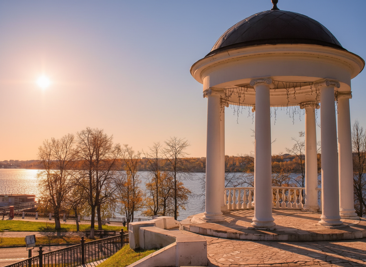 Беседка Островского в Костроме — вид на Волгу