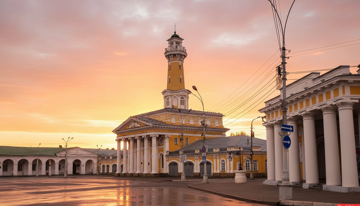 Пожарная каланча. Символ города (выглядит как античный храм)