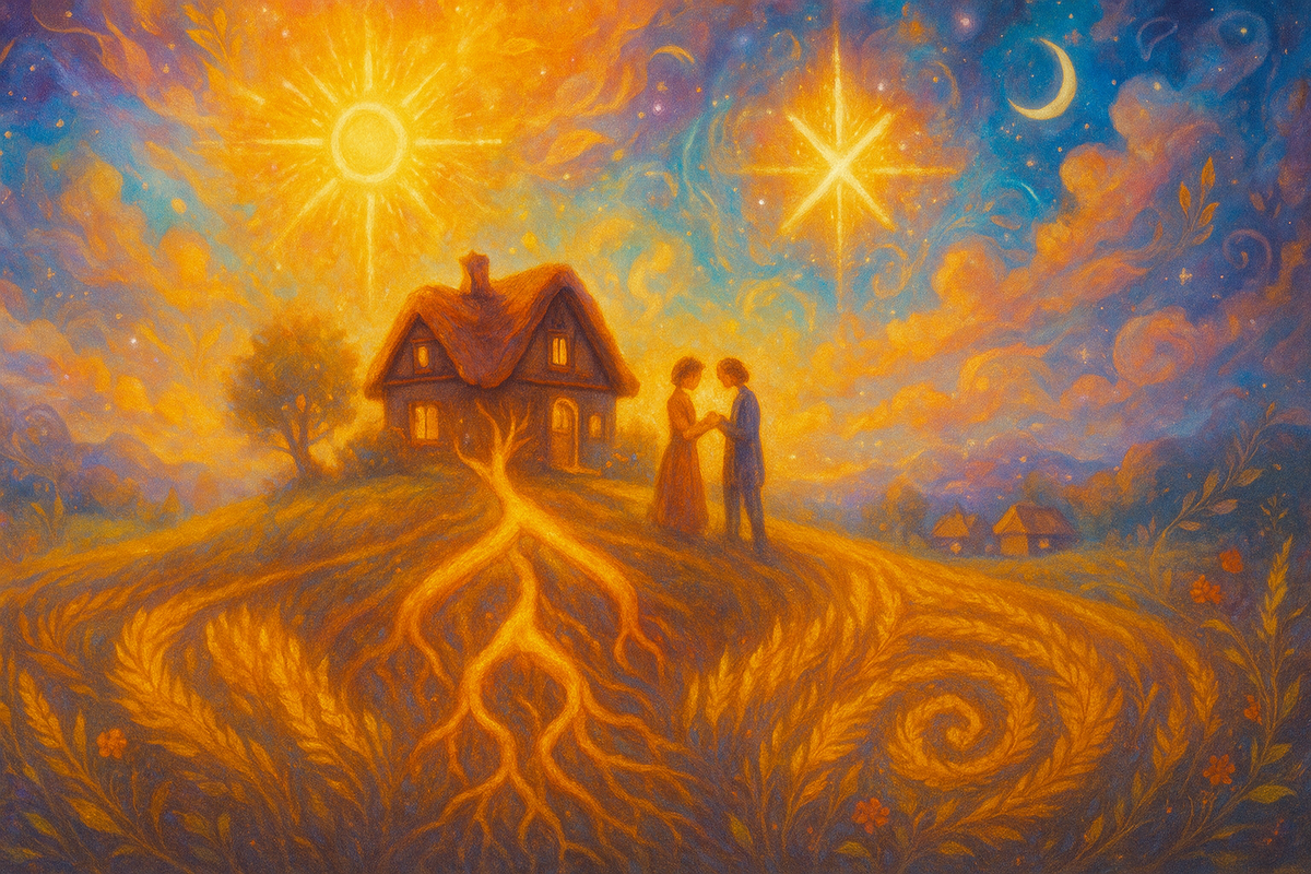 Дом под защитой рун Отила, Йера, Совуло и Гебо: гадание о доме, любви и изобилии