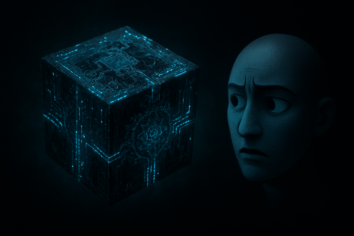 Современная нейросеть как «черный ящик»: мы видим вход и результат, но не понимаем путь, который их связывает.