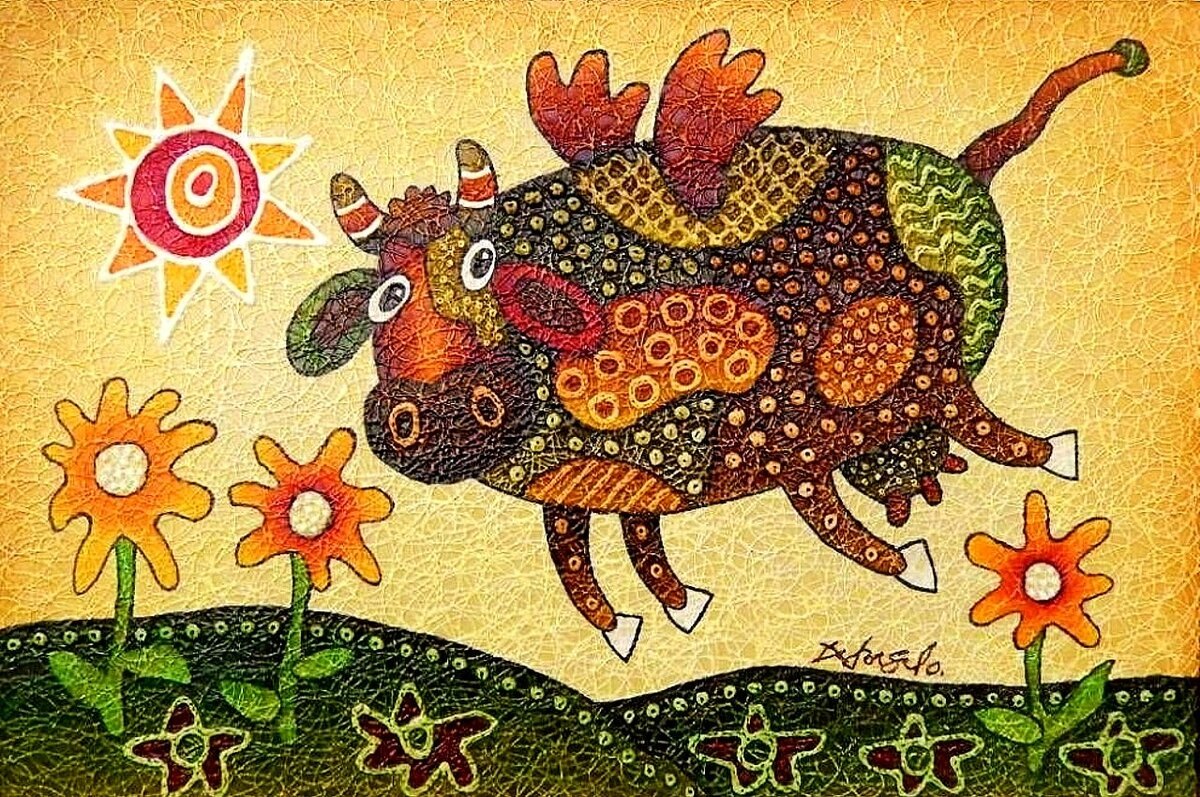 "Летящая корова",Источник изображения : artonline.ru›artist_gallery/Davidov