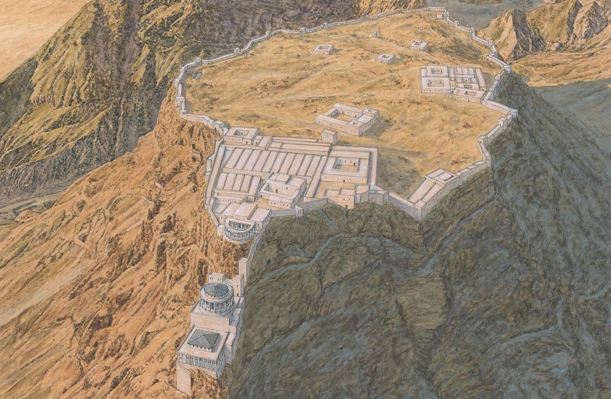 Крепость Масада в I веке. Художник: Adam Hook