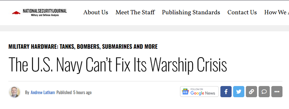 ВМС США не могут решить проблему с военными кораблями