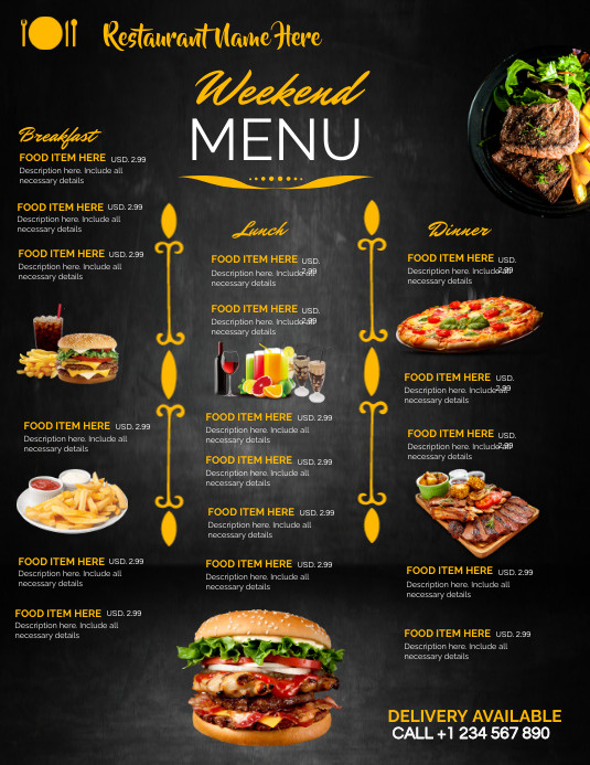 Описание: Инфографика с набором обязательных маркетинговых материалов для кафе.