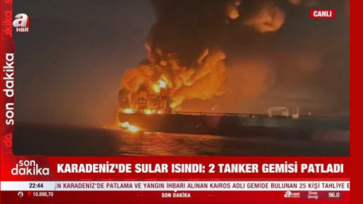    Турецкие СМИ публикуют фотографии подорванных танкеров "теневого флота" России. Скриншот: A-HBR