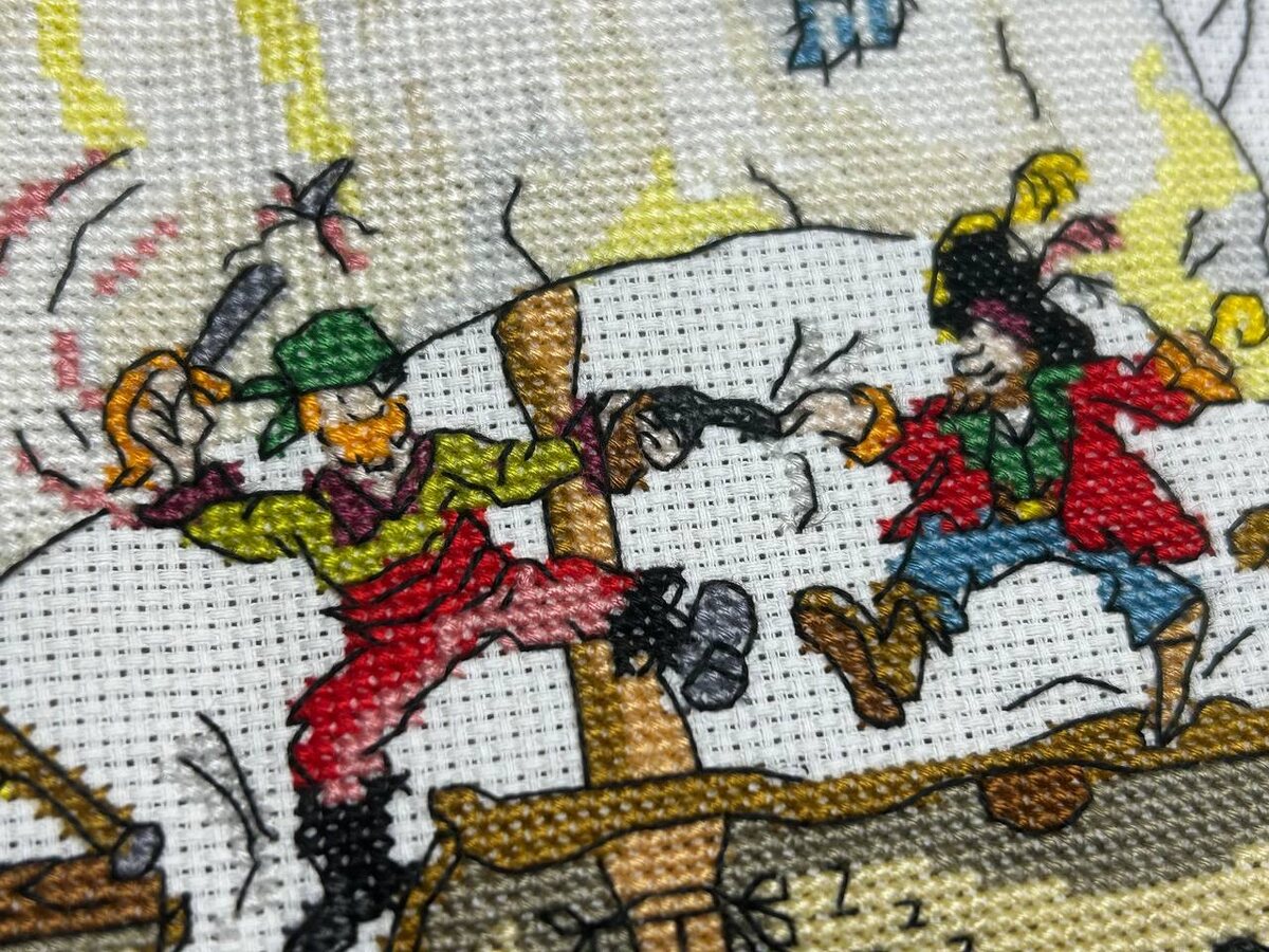 Мастер вышивки Мария Морозова, Pirate Ship, Bothy Threads, серия Cut Thru. Фрагмент